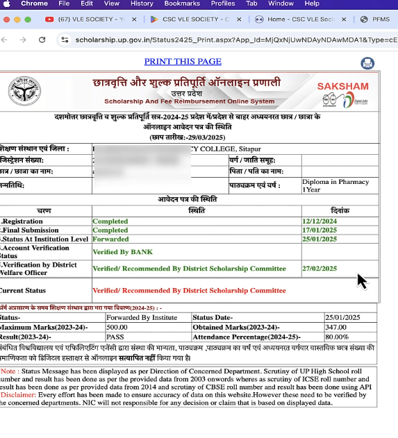 Detailed Status View